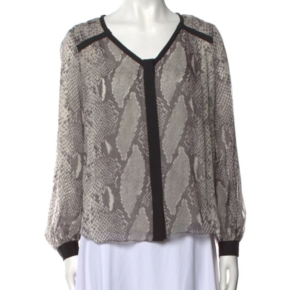 Diane Von Furstenberg Snake Print Silk Top - Picture 1 of 5